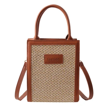 Дамски чанта за пазаруване, модни Темпераментни универсални чанти-чанти за момичета, благородна голяма чанта, изработена от слама за дама за почивка, пътуване, работа