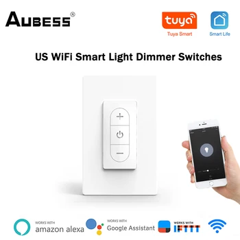 Aubess US WiFi Smart Switch Умни Регулатори на Светлина Ключове Led Димер Стенни Панела с Поддръжка на Hristo Smart Life App Алекса Google Home