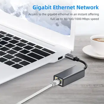 Кабел-адаптер локална мрежа Полезен конвертор мрежова карта Type-C, RJ-45 100М, надежден, издръжлив USB адаптер Ethernet