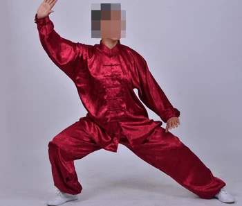 Червен с принтом дракон костюми кунг-фу, с високо качество, комплекти дрехи за тайдзи, униформи за бойни изкуства унисекс по поръчка