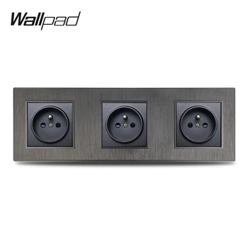 Wallpad S6 Тройна, 3 рамки, френски розета, електрически контакт, черен, сребрист, златист, матиран КОМПЮТЪР, Пластмаса, симулиращ алуминий