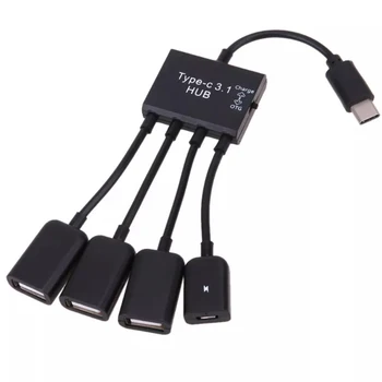 4 в 1 USB 3.0 Type-C Micro USB Сплитер HUB адаптер за зареждане OTG домакин-кабел Захранващ Адаптер Конектор