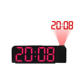 Прожекционен будилник с ротация на 180 °, 12/24 Ч, led цифров часовник, USB зареждане, тавана проектор, alarm clock (червен)