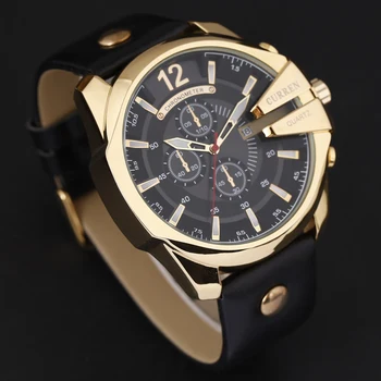 Улични мъжки часовник CURREN, модерни ежедневни мъжки часовник с голям циферблат, луксозни кожени ръчни часовници, бизнес и спортни водоустойчиви часовници за мъже