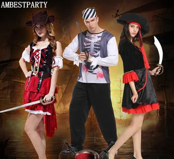 Горещи женски Пирати Джак Спароу Cosplay костюм за възрастни, сценичното представяне на Костюма на Пирати, Карнавал, Аксесоари за Хелоуин, AMBESTPARTY