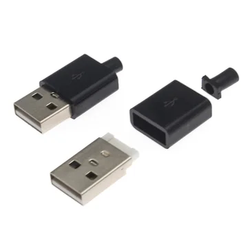 50 бр./лот, черен/бял USB 2.0 Type A, 4Pin, квадратен USB-конектор, Пластмасова обвивка, жак за свързване на гнездото, характеристика на полиграфическото клеми САМ fix