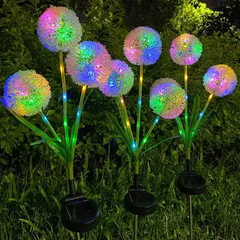 Слънчев топчета във формата на цвете от глухарче, симулиращ градина, лампа за косене на трева, Озеленяване на цвете, градинска водоустойчив Слънчева лампа за тревата