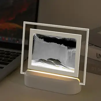 Лампа За Рисуване с Пясък Пясъчен Пейзаж, Цветни, Движещи се на Пясъчен Часовник В Движение Украшение USB Акумулаторна 3D Зыбучий Пясък Арт Led нощна светлина