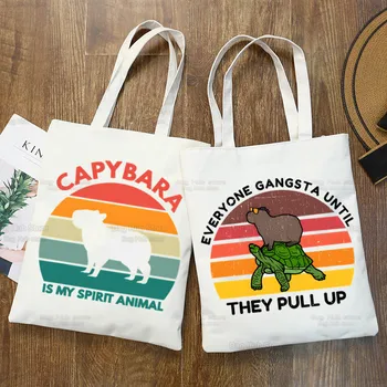Чанта за покупки от капибары, чанта-тоут, чанта-тоут Capybaras Is My Spirit Animals, чанта през рамо, холщовые чанти, голяма чанта за колеж