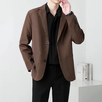 2023 Блейзър мъжки костюм Пролетно яке Черно Кафяв модерен едно парче яке Оборудвана Smart casual бизнес яке мъжки