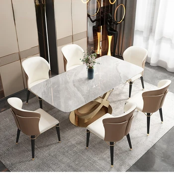 Комбинация от мраморно бюрото и стола на модел в европейски стил, с френски на дългата маса в стил ретро, с правоъгълна маса в стил кънтри
