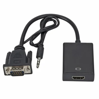 Full HD 1080P Конвертор, който е съвместим с VGA-HDMI Кабел-адаптер с Аудиовыходом, адаптер, VGA HD за КОМПЮТЪР, лаптоп, HDTV проектор
