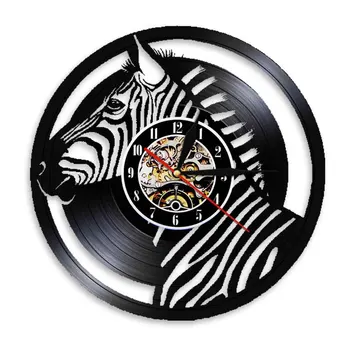 Африканско Животно Зебра Винил и Стенни Часовници, Ръчно изработени Zebra Art Wall Decor Time Clock 3D Стенни Часовници Идея за Подарък За нов дом