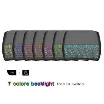 7 Цветове на Подсветката на клавиатурата D8 Английски руски Air Mouse Безжичен сензорен Пулт за дистанционно управление за Smart TV Box Настолна тъчпад PC TV