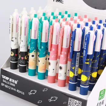 40 бр./много Kawaii Cat 4 цвята Химикалка писалка Сладък натиснете 0,5 мм химикалки Офис ученически пособия за писане