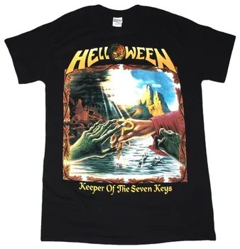 Готина тениска ROCK FIELD helloween идват KEEPER OF THE SEVEN KEYS PART II HEAVY METAL KISKE, НОВА ЧЕРНА тениска
