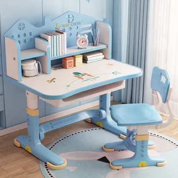 Комплект детски мебели с ергономичен детски desk Набор от Детски desk wooden + стоманена ролка бюро и набор от столове се продава ново