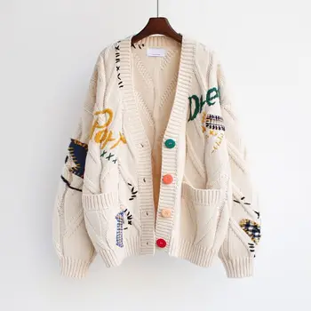 Жилетка в лениво стил, пуловер, дамско палто, бяла свободен корейски трикотаж, есенно-зимния топ