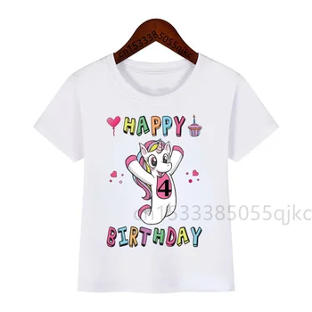 Тениски с номера на Рожден Ден 1-10, Детски Тениски с Единорогом За Момчета И Момичета, Забавни Подаръци За Рожден Ден, Тениски За Бебета