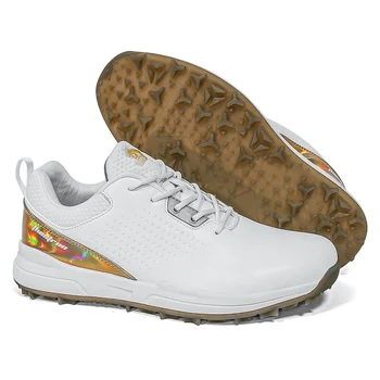 Мъжки обувки за голф, водоустойчив кожена спортни обувки за голфъри, маратонки за голф с бърза шнур, Жена Удобни обувки за голф