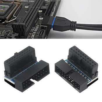 Адаптер за свързване на дънната платка USB3.0 19/20-пинов кабел за удължаване с наклон под ъгъл 90 °, конвертор на дънна платка за КОМПЮТЪР, джак