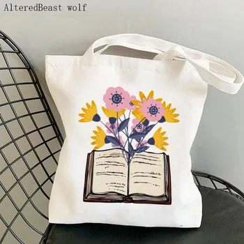 Дамски чанта за пазаруване, най-Добрият подарък за чанта с флорални принтом, Холщовая чанта за пазаруване в стил Харадзюку, дамски чанти-тоут на рамото, женствена чанта