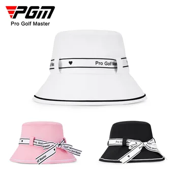 Дамски шапка за голф PGM с каишка-лък, Рибарска Шапка за предпазване от слънце и слънцезащитни продукти, дизайн на вътрешна ивица, попиваща потта, MZ056