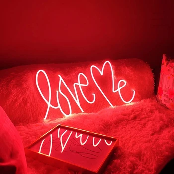 Неонова реклама с Love Me захранва от USB за декор на стаята, led неонова лампа с регулируема яркост, нощна светлина за бар, сватбена стенно изкуство, подарък за рожден Ден