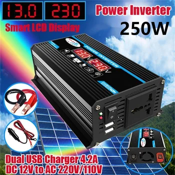 12 В До 220 и 110 В 250 W модифицирана синусоидална инвертор led дисплей инвертор на слънчевата Енергия Кола домакински инвертор USB