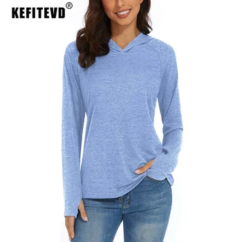 KEFITEVD бързо съхнещи Дамски Тениски UPF 50+ и е с дълъг ръкав, Защитата на Кожата От Uv, Ризи За Плуване, Туризъм, Пуловер За Тренировки, Върхове