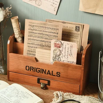 Многофункционален Настолен кутия за съхранение на Дървени офис консумативи Държач за химикалки Настолен органайзер Канцеларски материали Креативен титуляр за писалки и моливи