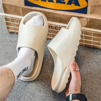 Оригинални маркови чехли за мъже и жени, домашни сандали с мека подметка от EVA, трендови пързалки, лека градинска и плажна обувки, чифт тапочек за дома