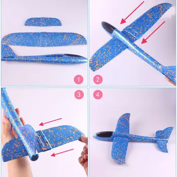 4 бр. стабилни летателни апарати за изхвърляне, по-ярък цвят, Мека Развитие на практическата способност, ръчно хвърляне на пенопластовый самолет, детска развитие играчка