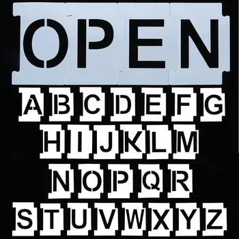 1 Комплект шаблони с цифри 0-9 и 26 букви, за Многократна употреба на листа с цифри с височина 6 см, с панделка за отпечатване на адреси, пощенска кутия