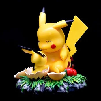 12 см Аниме Pokemon Пакачу Играчка Фигурка Инкубационное Яйце Сцена Kawai Пикачу Фигурки Модел на Колекция от Детски Подаръци За Рожден Ден