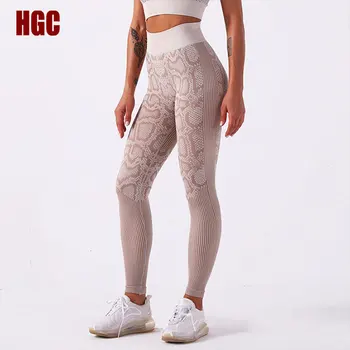 Безшевни панталони за йога HGC, дамски спортни гамаши с Висока Талия, чорапогащи за фитнес, Разтеглив капри, които предпазват от Коремни преси