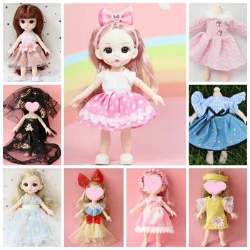 Боядисана облекло за кукли 16 см BJD OB11, рокля на принцеса-русалка, детски дрехи, ежедневни аксесоари, Поли, играчки за момичета 