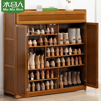Шкаф за обувки, Домакински задвижваната Пылезащитная Проста рафт за обувки и многопластова икономична стойка за обувки от нетвердой дърво, рафт за обувки в общежитието