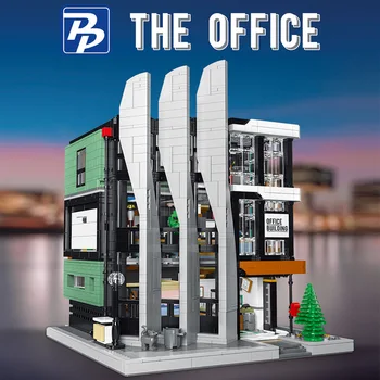 PANBO 7702 Офис модел MOC Модулна сграда серия Street View Играчки за изграждане на фини прахови Частици Строителни блокове Подарък за момче 3828шт