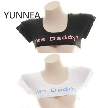 Секси гамаши, къса тениска с надпис-Да, Татко, много кратък, от памук Южното полукълбо, с къс ръкав, сексуална S0494