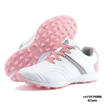 Нова дамски обувки за голф, водоустойчиви леки женски пешеходни маратонки за голф, розови, сини, удобни маратонки за голф за жени
