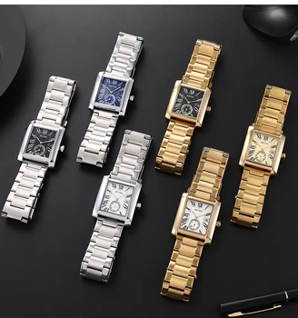 Луксозни модни часовници за мъже, бизнес мъжки часовници, квадратни кварцов часовник с игла, тънка стоманена каишка мъжки часовник Relogio Homem