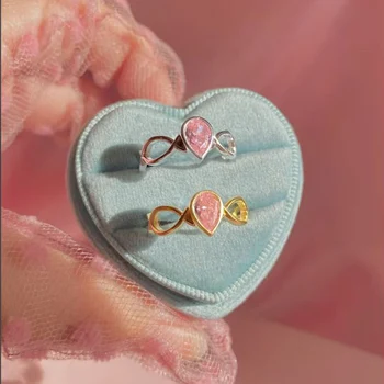 Пръстен на принцеса със сладък розов камък за жени, бижута и аксесоари за сватбени партита, посеребренное регулируем пръстен с Лебедово езеро, подарък за нея