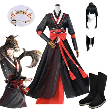 Аниме Ashes of the kingdom A Chan, cosplay костюм, женска версия, древно рокля Hanfu, перука, обувки, предмети за партито в чест на Хелоуин костюми за възрастни