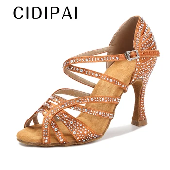 CIDIPAI/ Дамски Обувки за Латино танци С Пайети, Обувки За Танго, Бални Танци За Момичета, Дамски официални Сандали На висок ток 7,5 см