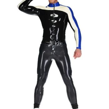 Нов латексный венците от 100% каучук, униформи, топ, панталон, секси състезателен костюм, черен, тъмно син, cosplay, индивидуален размер S-XXL