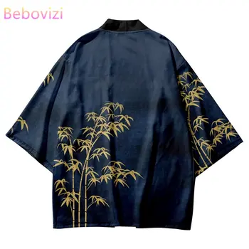 Традиционен японски жилетка с бамбуковым принтом, мъжки плажни кимоно, върхове за cosplay, дамски дрехи юката, големи размери 6XL 5XL