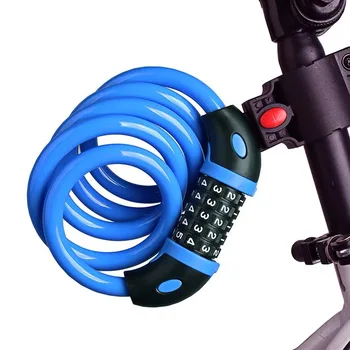Велосипеден заключване с 5-фигурални код, велосипеди заключване, противоугонный велосипеден въже за монтираните на замъка, защитен аксесоар, стоманен кабел за колоездене, 1200 mm * 12 мм
