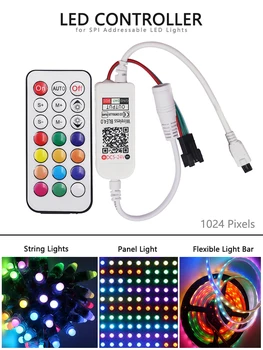 IR дистанционно управлениямагический регулатор на яркостта на цветовете 1024 пиксела за WS2812 WS8211 Bluetooth, led лента RGB