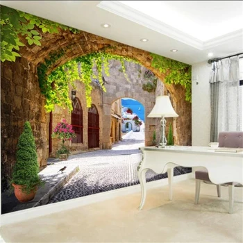 wellyu индивидуални големи стенописи от модно бижу дом в европейски стил 3D стерео арка зелен лист ТЕЛЕВИЗИЯ фон papel de parede